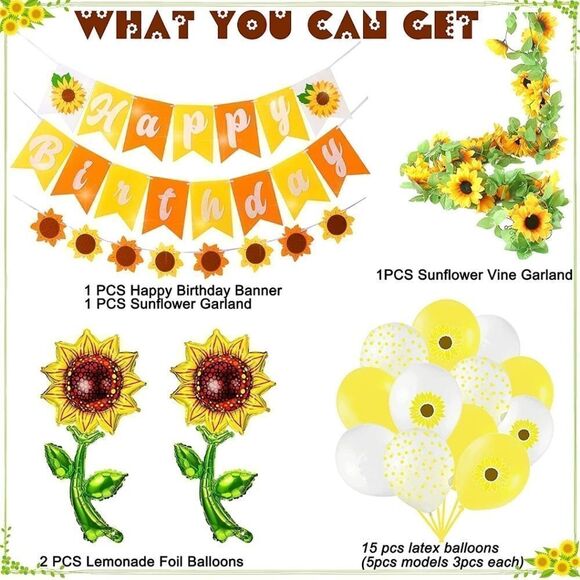 NWT Sunflower Theme Party Decoration,Sunflower Happy Birthday - Picture 3 of 7